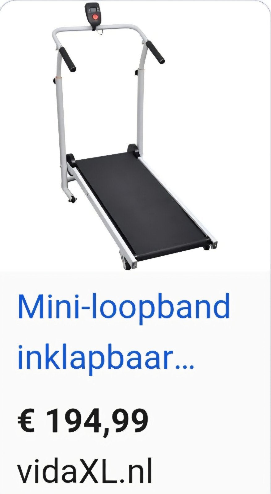 VidaXL inklapbare loopband niet elektrisch, Ophalen, Gebruikt, Loopband