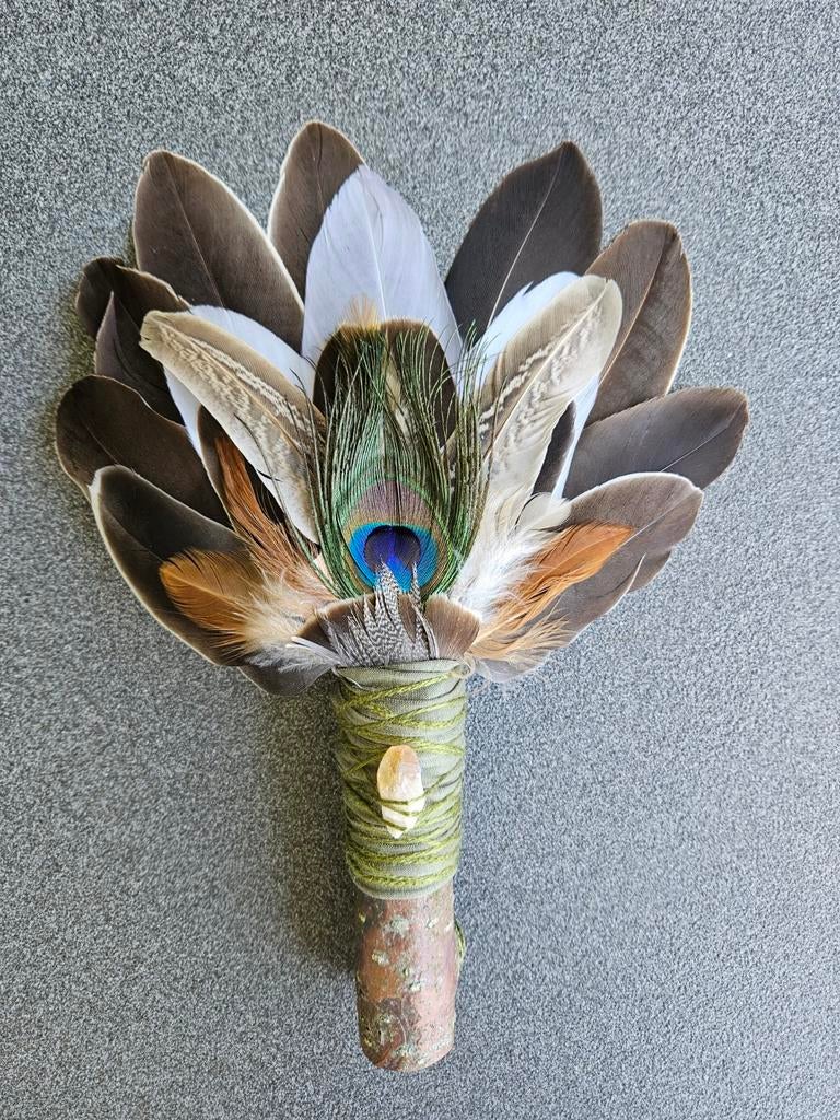 Smudge feathers citrien veren waaier pauwenveer sjamaan, Ophalen of Verzenden