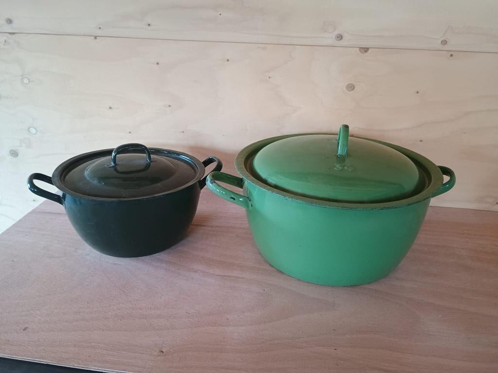 Brocante emaille pannen, Antiek en Kunst, Antiek | Emaille, Ophalen of Verzenden