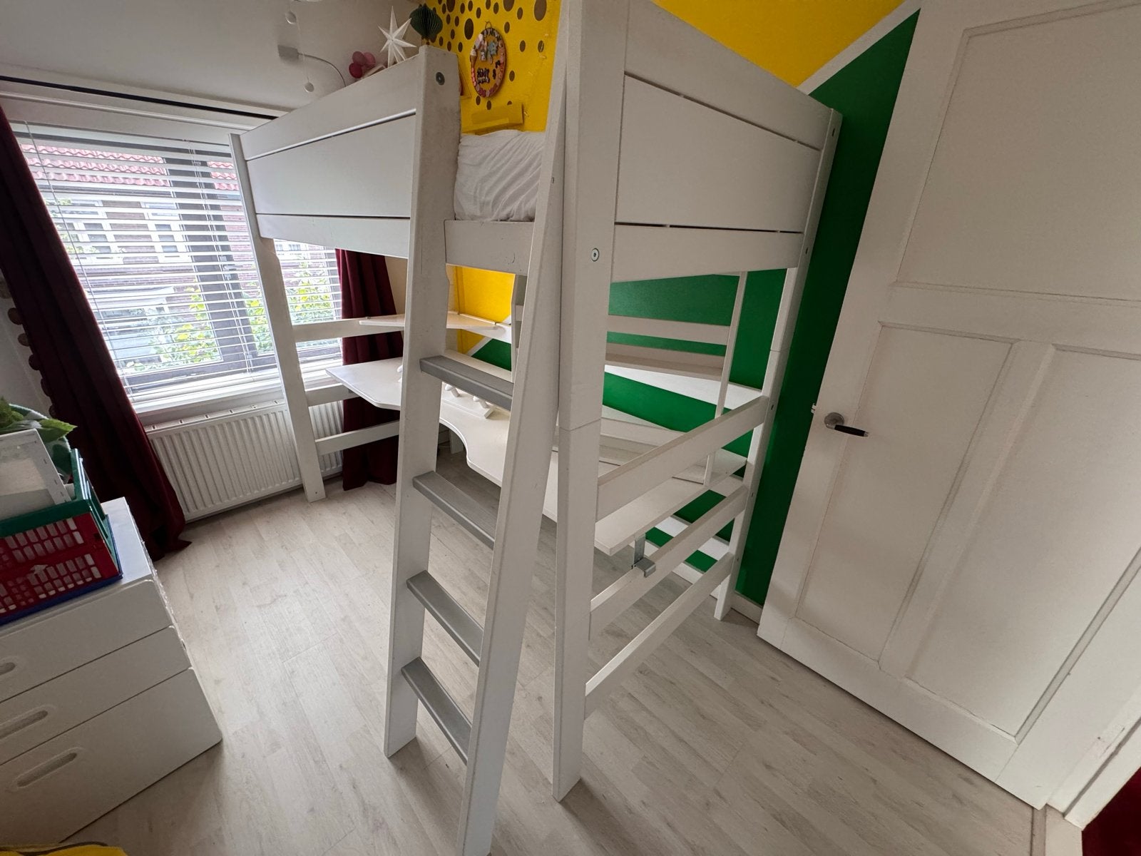 Lifetime Hoogslaper met bureau en opbergruimte, Ophalen, Gebruikt, Eenpersoons, 200 cm
