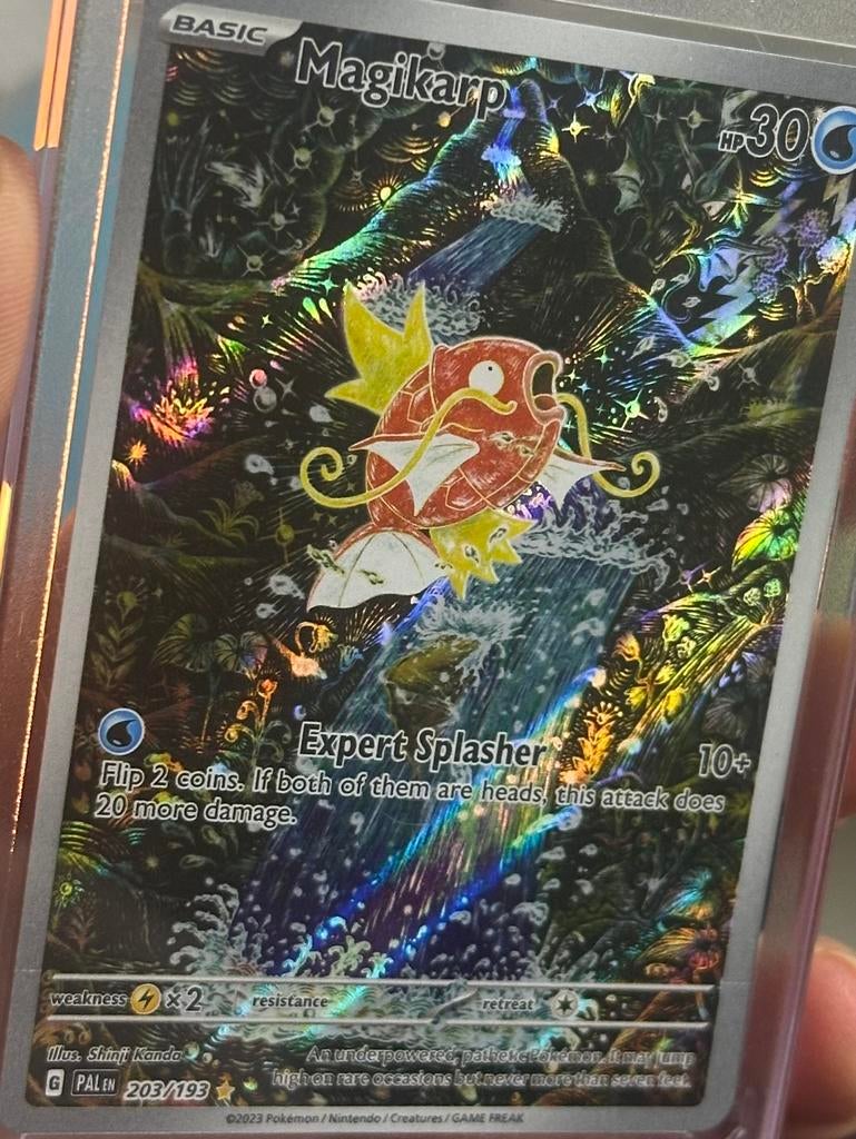 Magikarp - Pokémon kaart, Ophalen of Verzenden, Zo goed als nieuw, Losse kaart, Foil