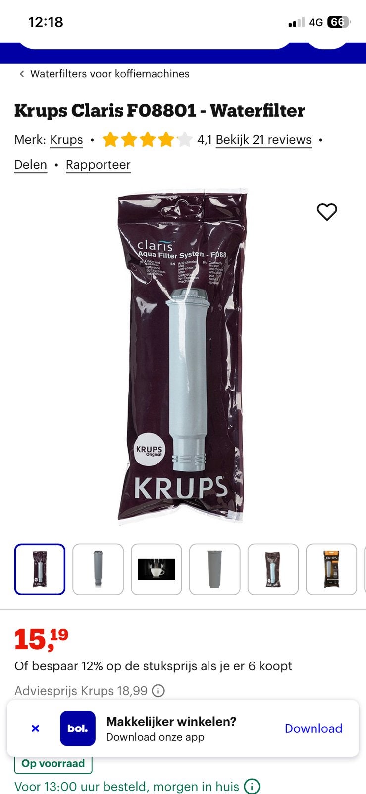 6 x Krups Waterfilter Claris Cartridge F08801, Ophalen of Verzenden, Nieuw