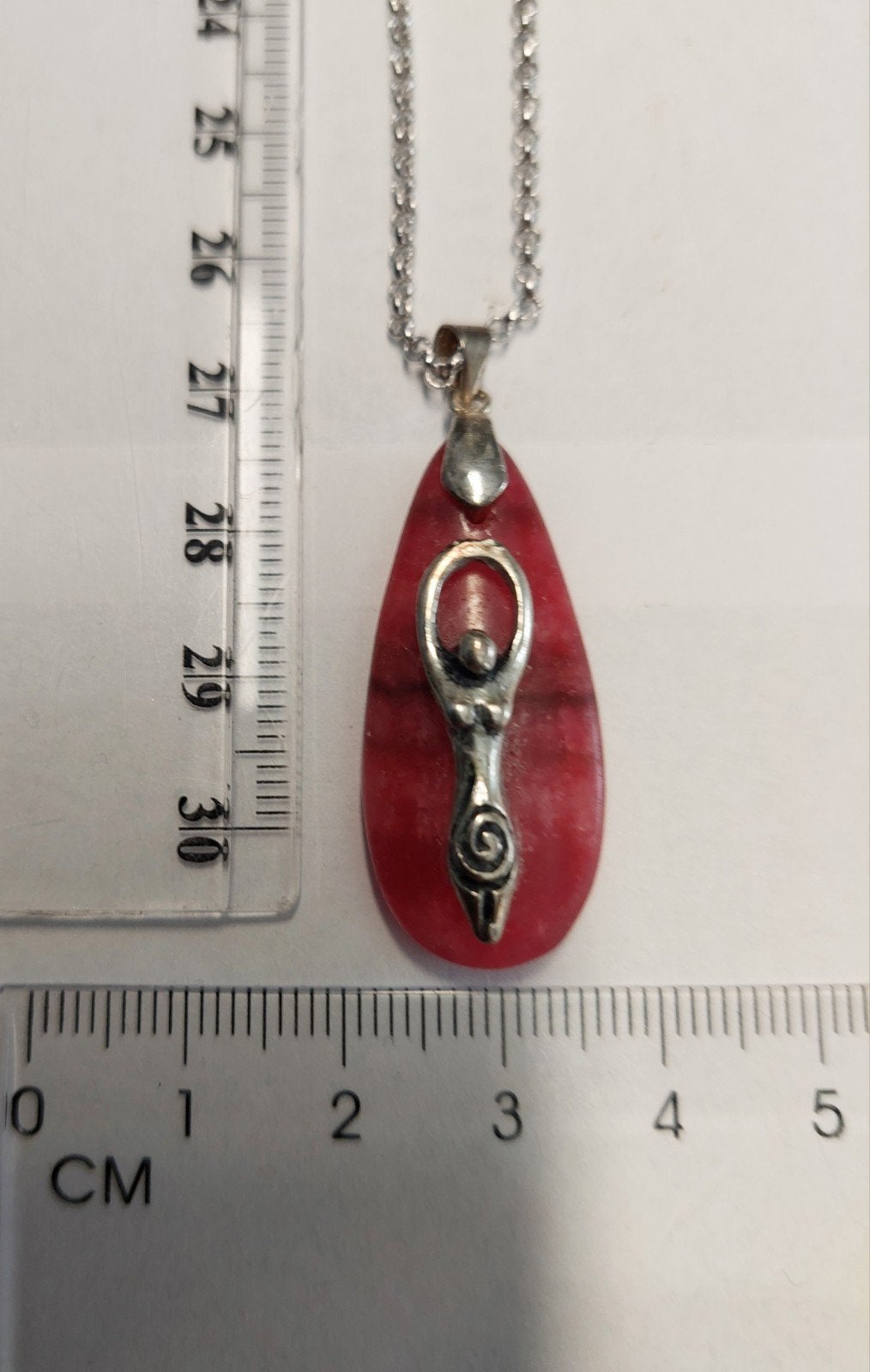 Edelsteen ketting godin goddess Wicca Pagan Keltisch Gothic, Gebruikt, Ophalen of Verzenden, Steen of Mineraal, Roze