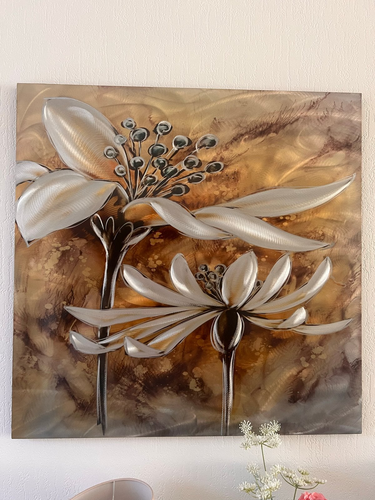 Metalen Wanddecoratie met Bloemen - Modern & Stijlvol, Ophalen, Metaal, Wandsculptuur, Modern