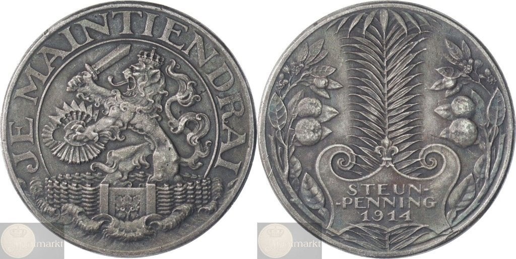 Historiepenning 1914 'Algemeen Steuncomité: Zilveren Steun', Ophalen of Verzenden, Zilver, Nederland