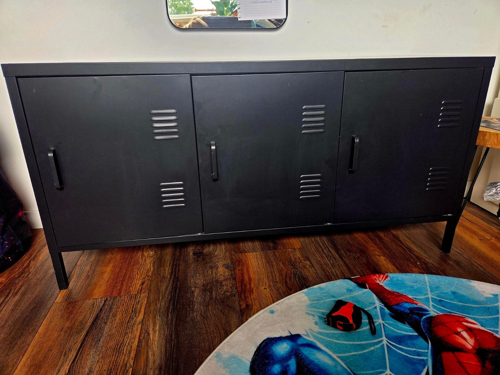Zwart metalen dressoir/kast met 3 deuren - Industriële stijl, Huis en Inrichting, Kasten | Overige, Ophalen, Gebruikt