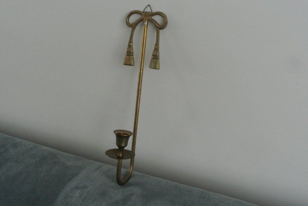 Wandkandelaar met strik, kaarshouder, Ophalen of Verzenden, Kandelaar