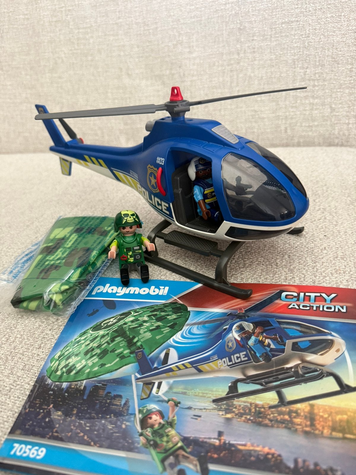 Playmobil city action - politie helikopter, Ophalen of Verzenden, Zo goed als nieuw