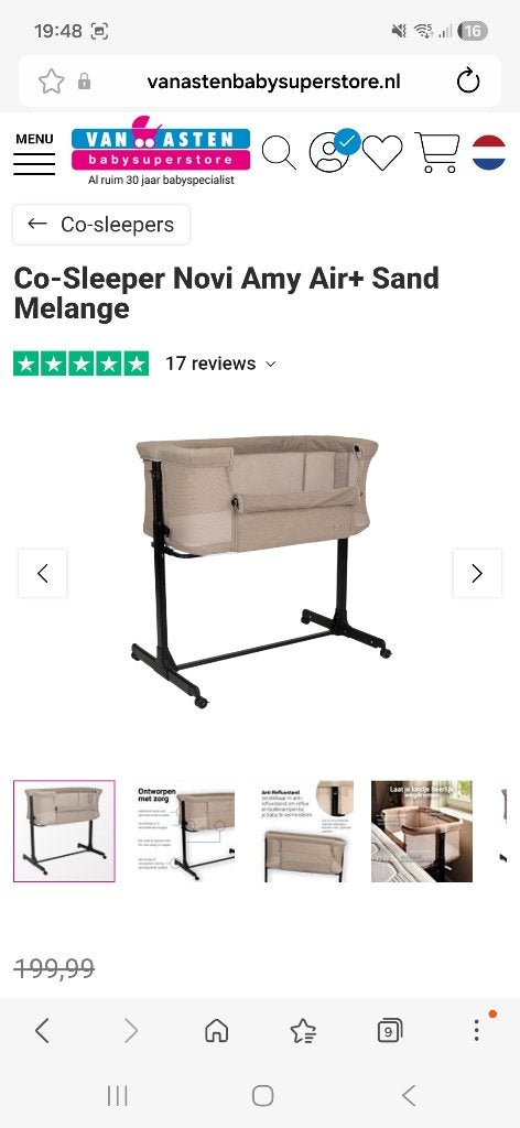 Co sleeper Novi at home Taupe, Kinderen en Baby's, Babywiegjes en Ledikanten, Ophalen, Zo goed als nieuw, Wieg