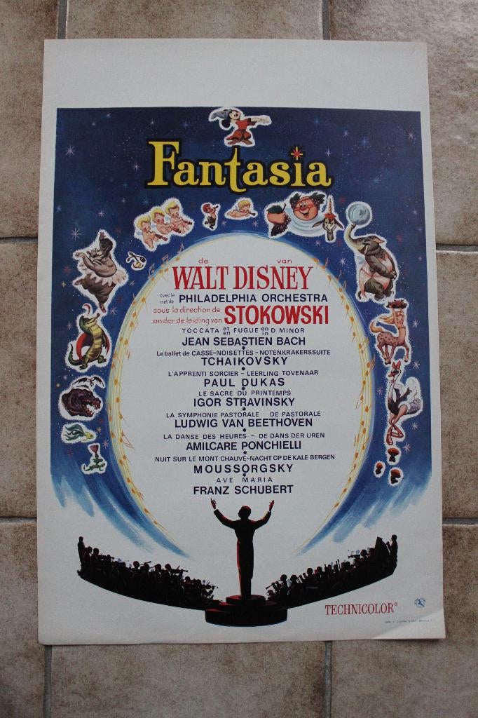 filmaffiche Walt Disney Fantasia filmposter, Rechthoekig Staand, Ophalen of Verzenden, Zo goed als nieuw, A1 t/m A3