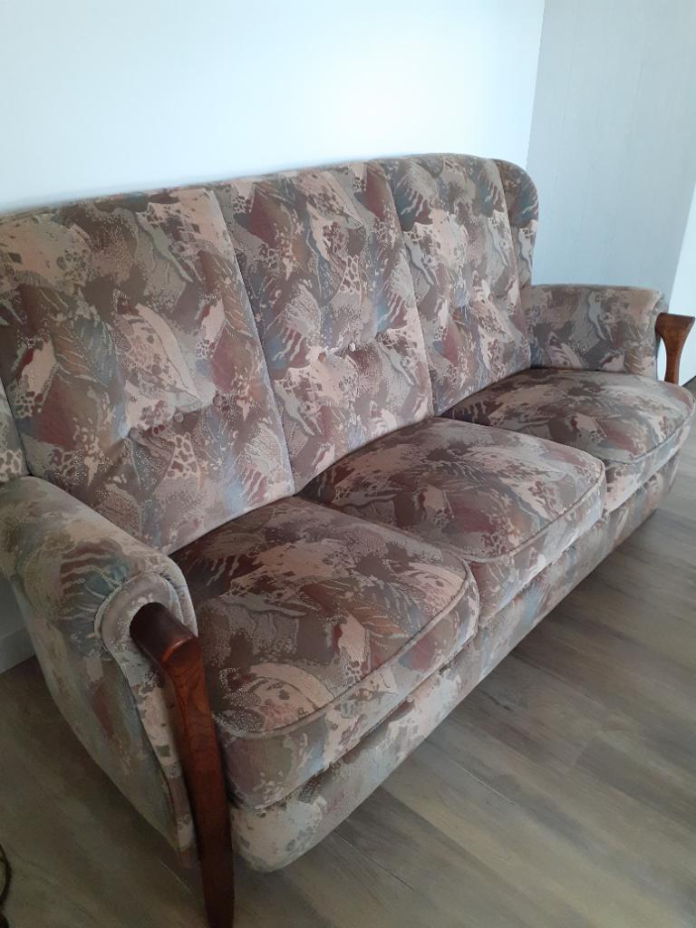 bankstel stof met eiken pootjes gratis, Huis en Inrichting, Ophalen, Gebruikt, Minder dan 75 cm, 150 tot 200 cm