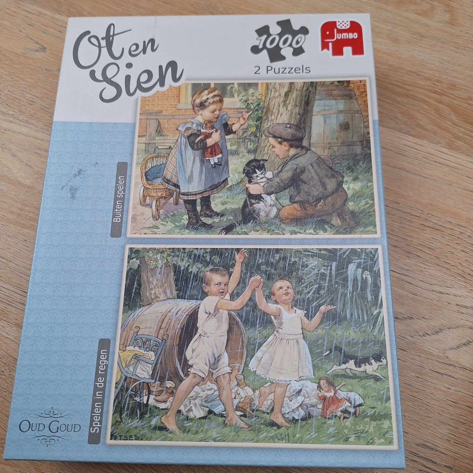 Oten Sien 2 Puzzels 1000 stukjes Jumbo Oud Goud, Ophalen, 500 t/m 1500 stukjes, Gebruikt, Legpuzzel