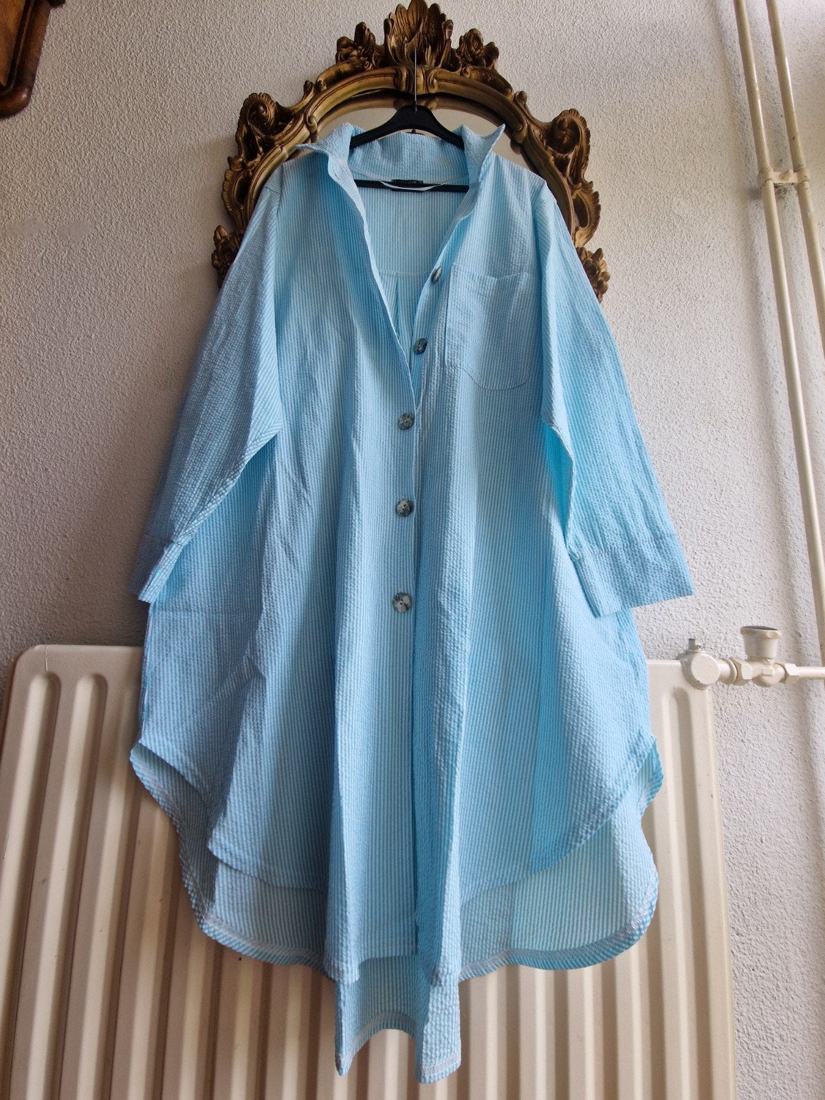 Nieuw! AKH Fashion blauw wit gestreept lange blouse tuniek, Blauw, Blouse of Tuniek, Ophalen of Verzenden, Zo goed als nieuw