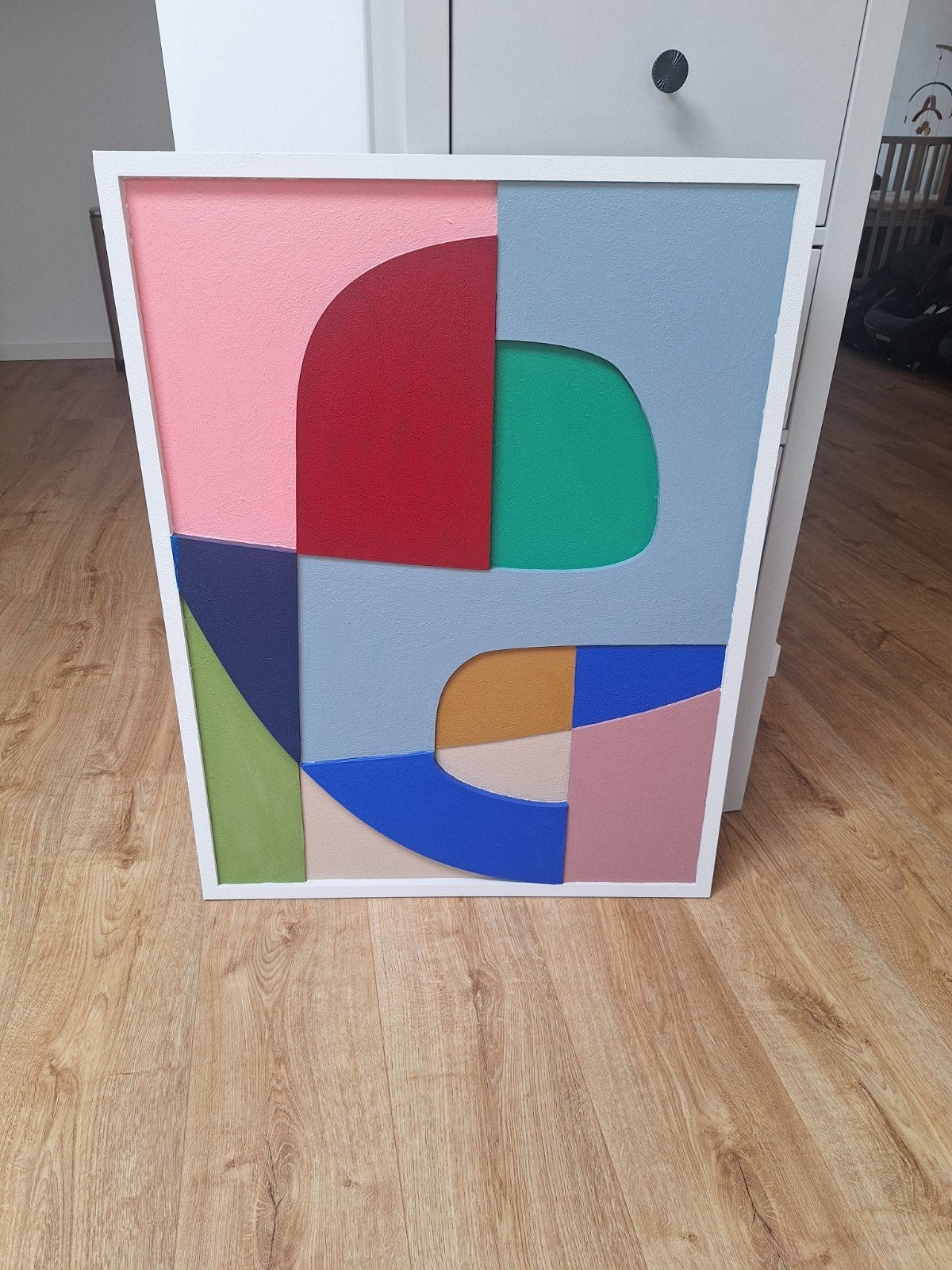 Abstract 3D Kunstwerk/schilderij met kleur, Ophalen