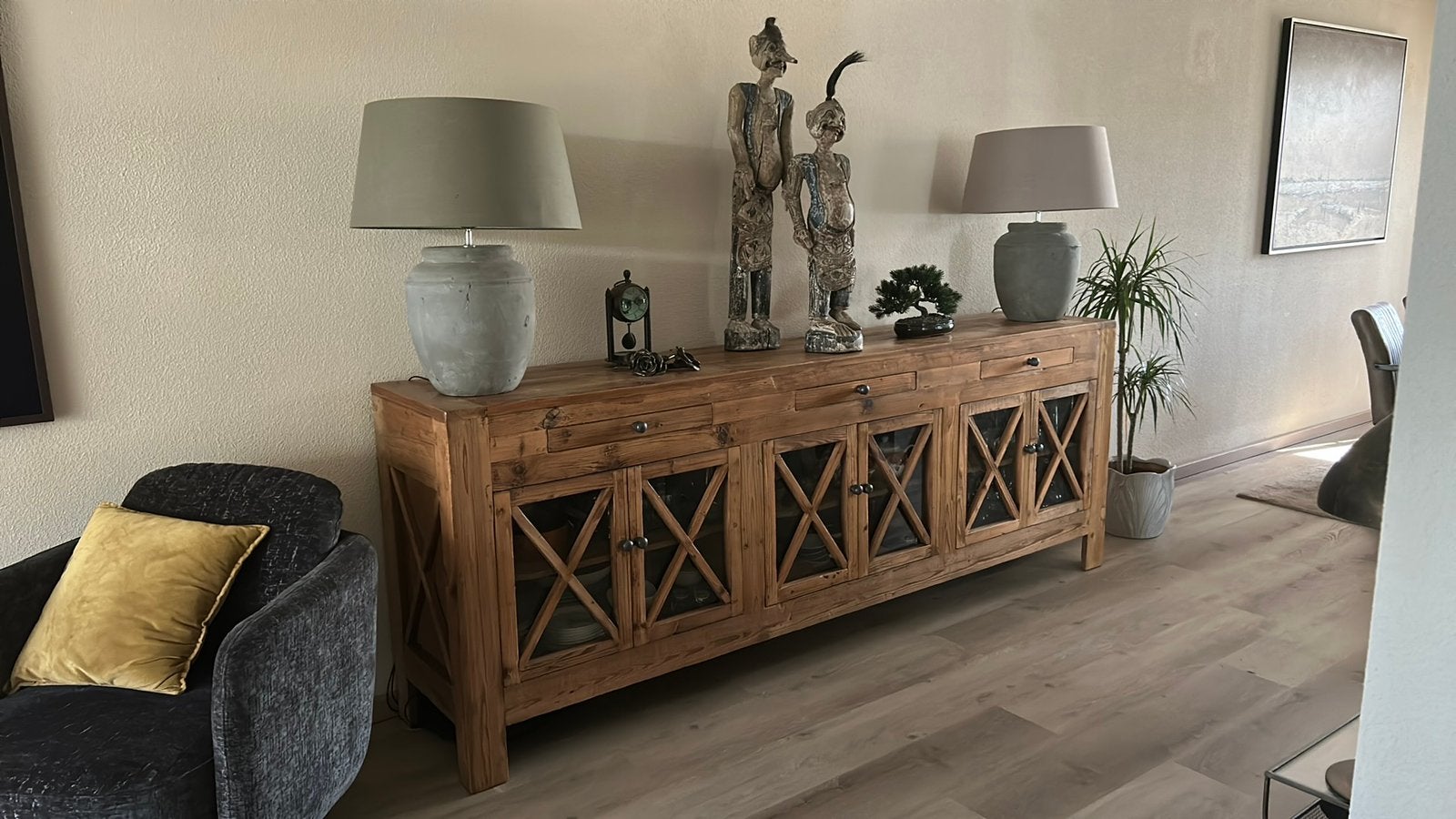 Robuust houten dressoir, Ophalen, Gebruikt, Grenenhout, Landelijk