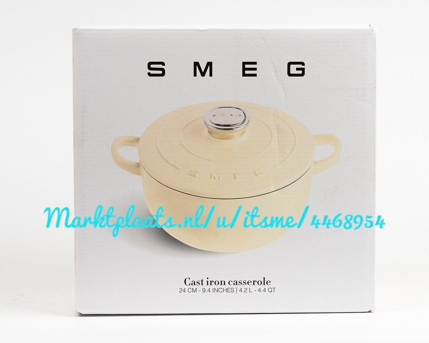 Nieuwe Smeg Gietijzeren Braadpan - Crème - 4,2 L, Ophalen of Verzenden, Nieuw, Gietijzer