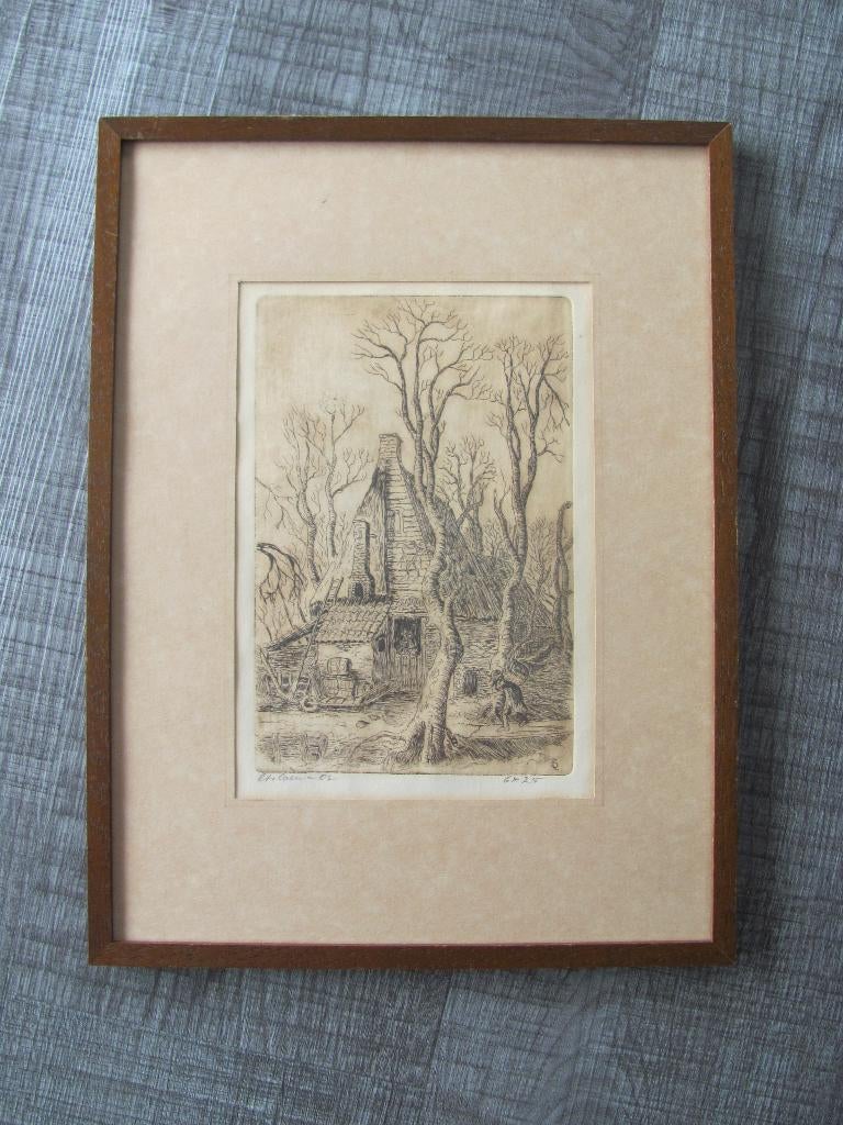 Coen van Os (1930) - 2 etsen, Ophalen of Verzenden, Origineel, 36 cm, 27 cm