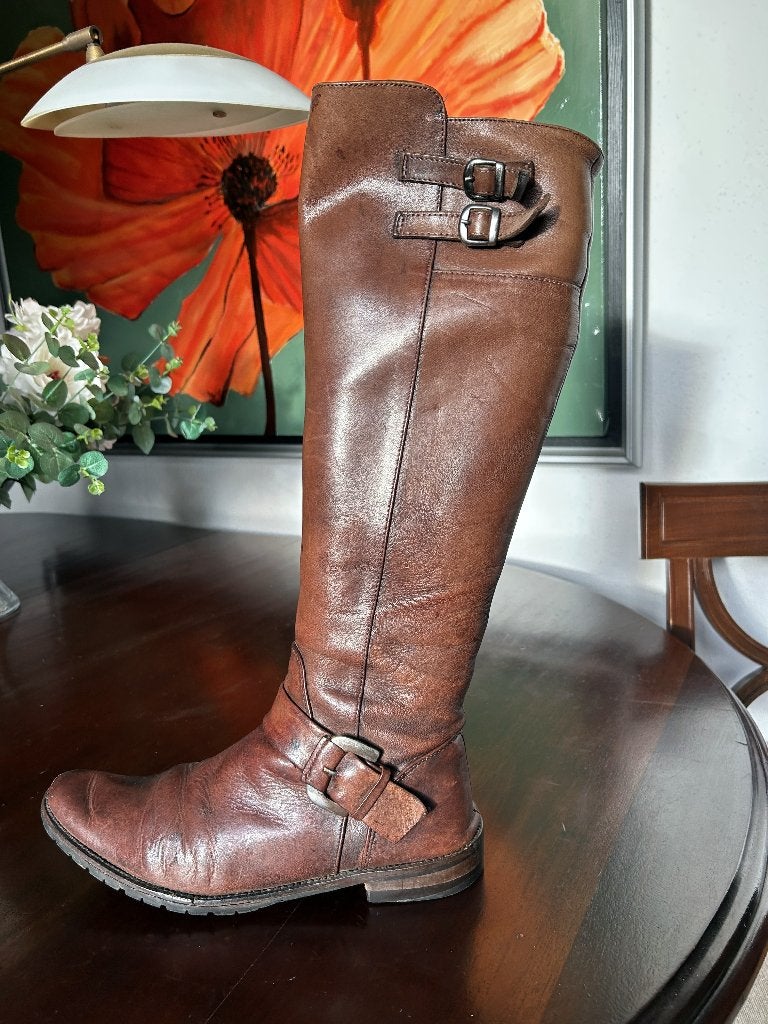 Prachtige hoge donkerbruine echt leren laarzen, Kleding | Dames, Schoenen, Hoge laarzen, Bruin, Ophalen of Verzenden, Gedragen