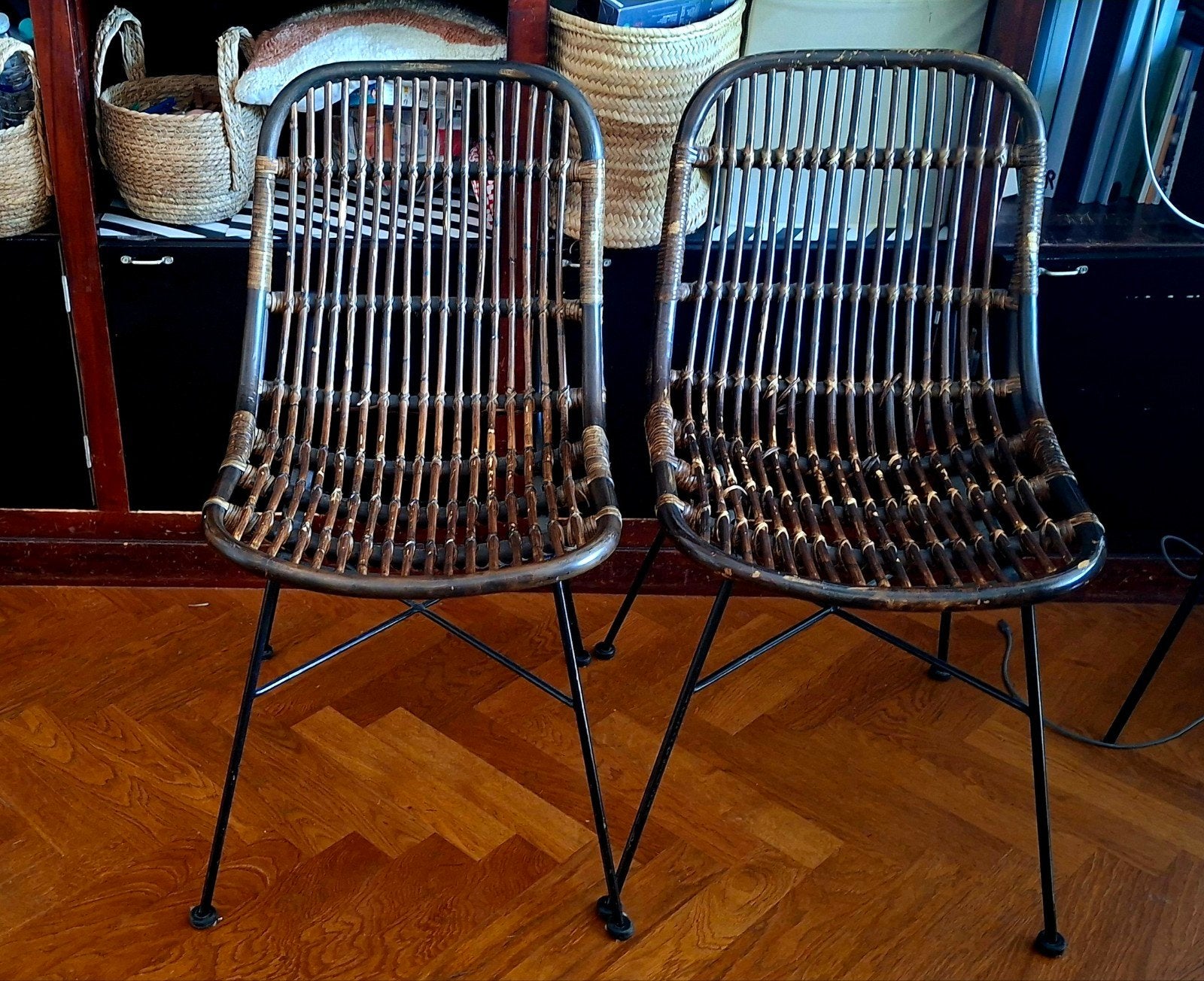 2 rotan stoelen, Huis en Inrichting, Stoelen, Ophalen, Bruin, Twee