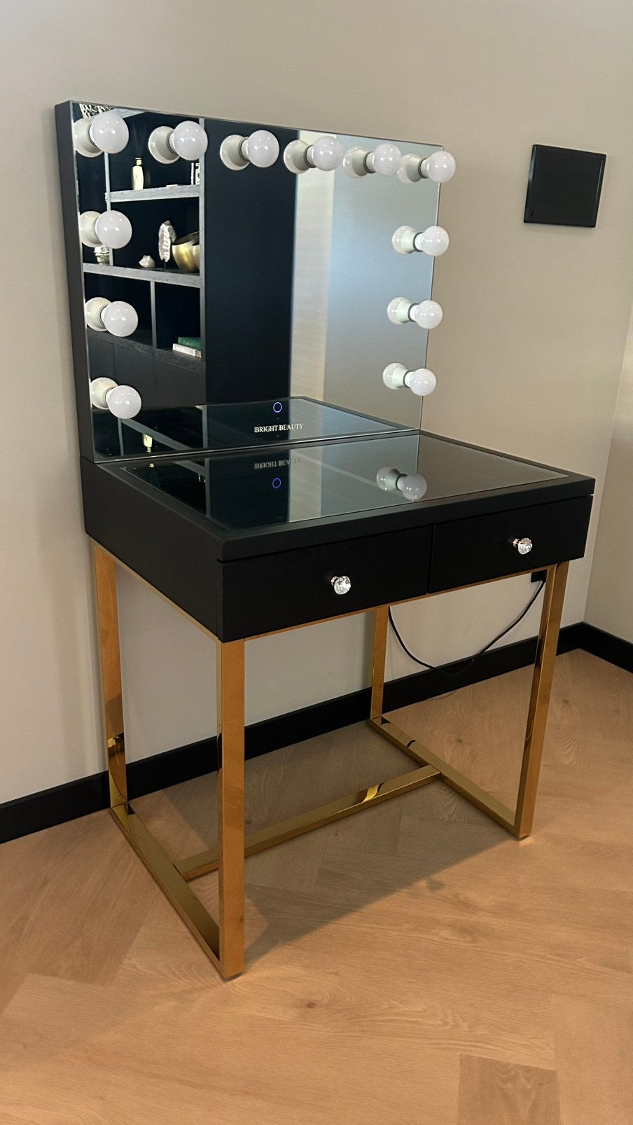 Bright Beauty Vanity Station Elite zwart/goud kaptafel ZGAN, Ophalen, 100 tot 150 cm, 50 tot 100 cm, Zo goed als nieuw