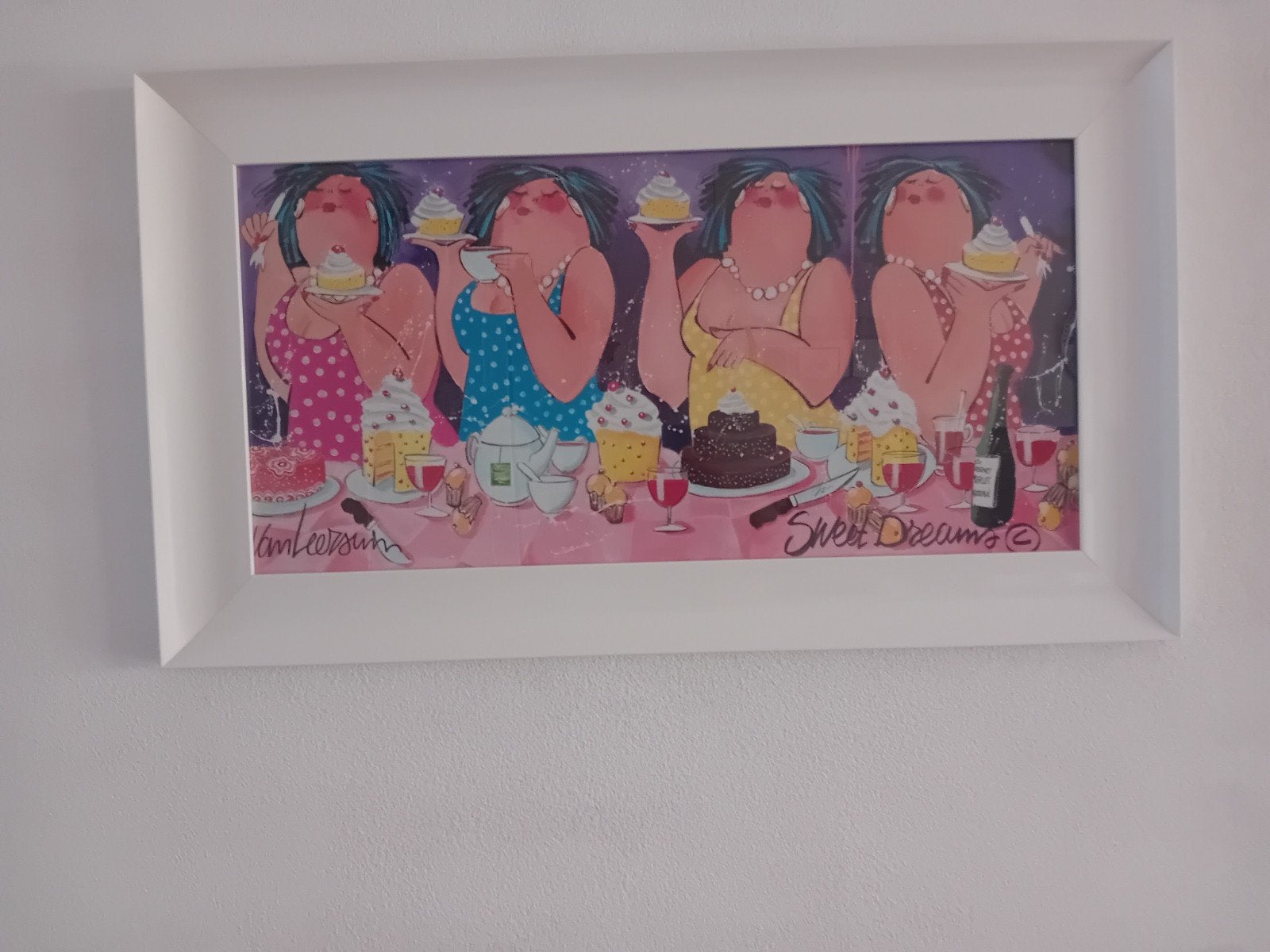 Dikke dames, mooie lijst, Ophalen, Zo goed als nieuw, Minder dan 50 cm, Schilderij