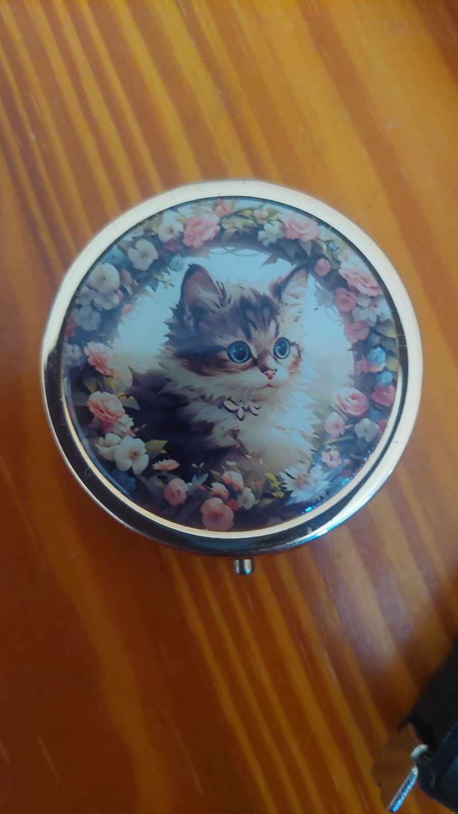 Pillendoosje met kattenafbeelding - 4,5 cm, Ophalen of Verzenden, Nieuw