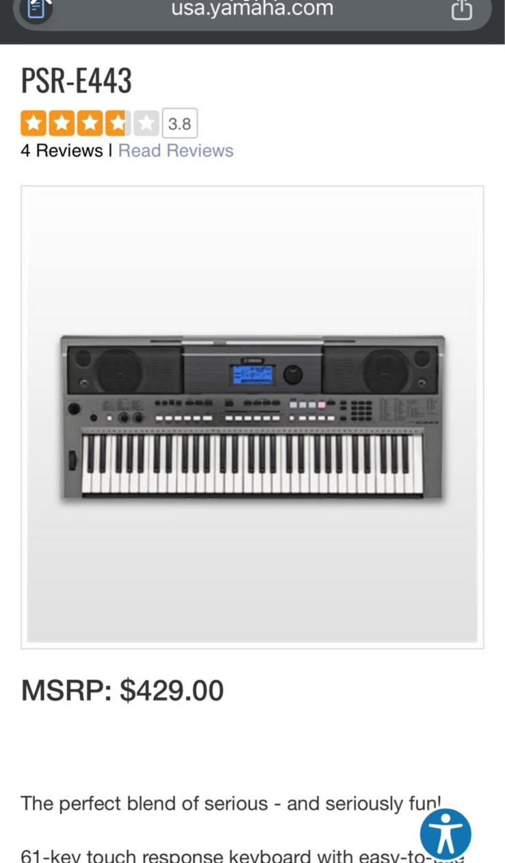 Yamaha PSE E443, Ophalen of Verzenden, Zo goed als nieuw, 61 toetsen, Yamaha