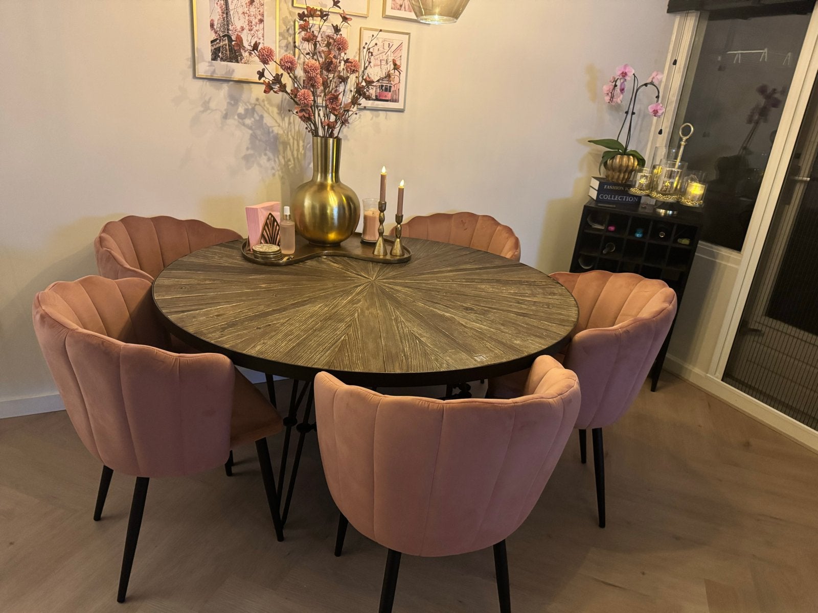 eetkamerstoelen nieuw - Roze fluweel velvet (6 stuks), Ophalen, Overige kleuren, Nieuw, Stof
