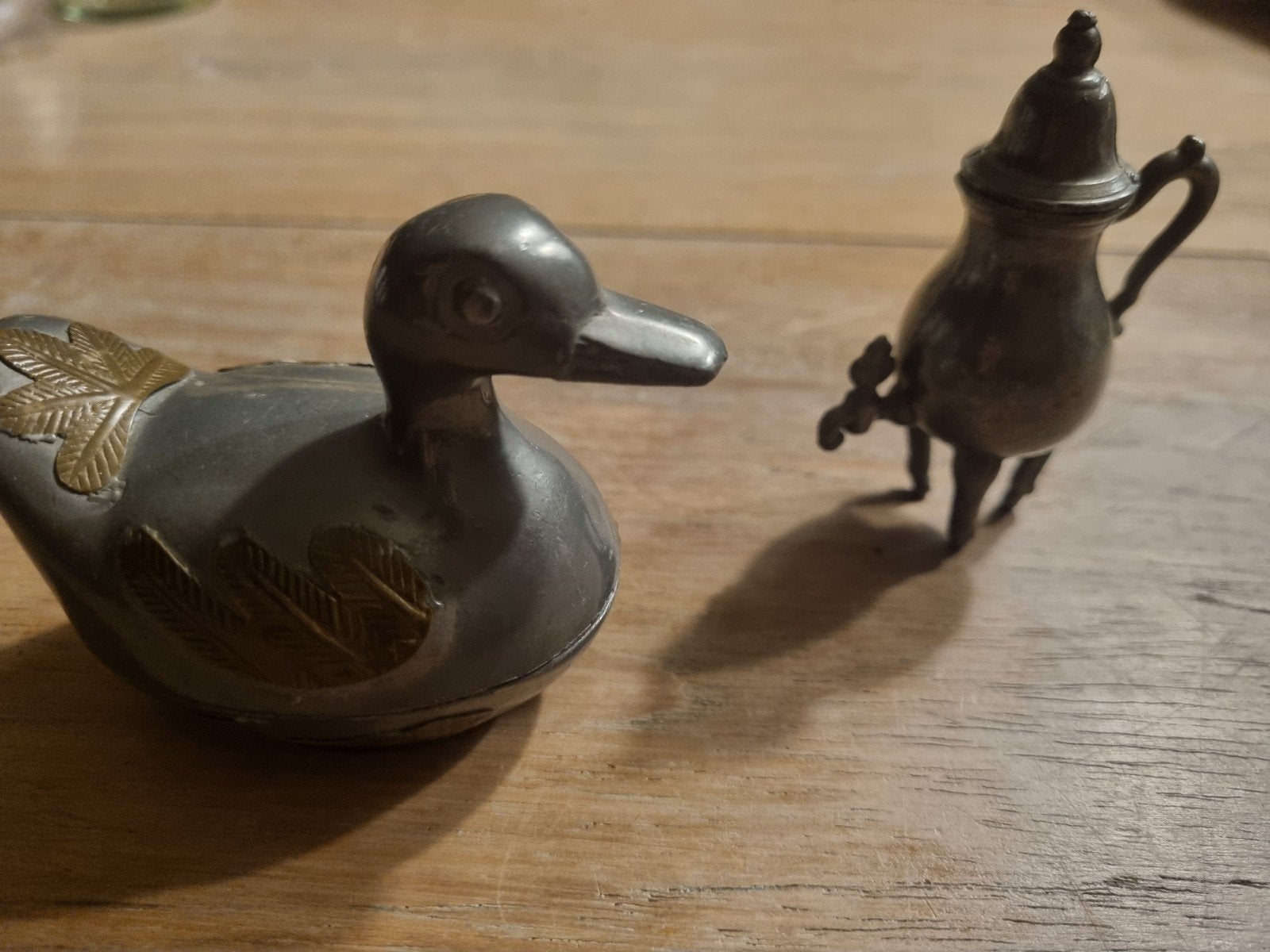 Tin eendje  en koffiekannetje mininatuur, Ophalen of Verzenden
