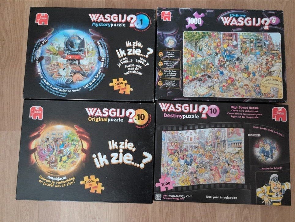 4 Wasgij puzzels, Ophalen, 500 t/m 1500 stukjes, Gebruikt