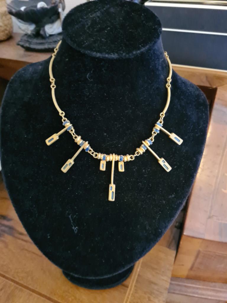 Dolce Vita ketting goudkleurig met blauwe accenten, Sieraden, Tassen en Uiterlijk, Ophalen of Verzenden, Zo goed als nieuw, Goud