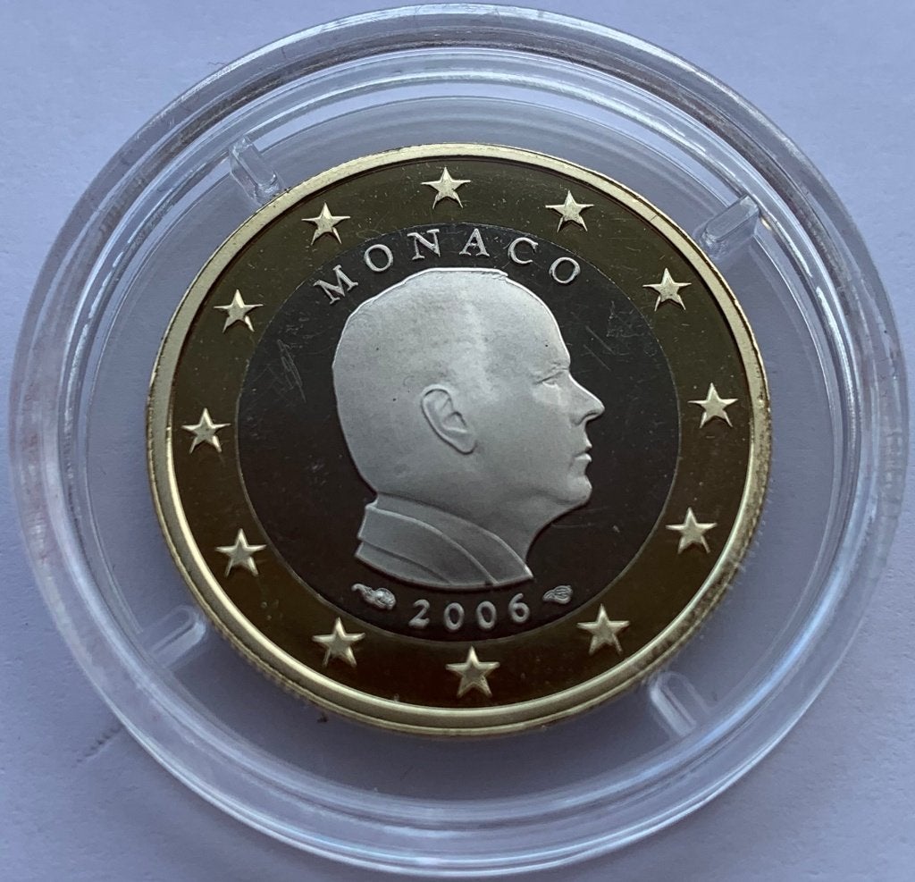 1 Euro Monaco 2006 Proof in capsule (Prins Albert II), Postzegels en Munten, Verzenden, Monaco, 1 euro, Losse munt