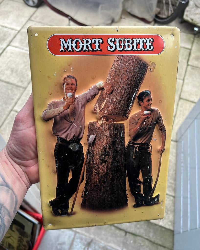 Reclamebord mort subite, Ophalen of Verzenden, Zo goed als nieuw, Reclamebord, Plaat of Schild, Overige merken