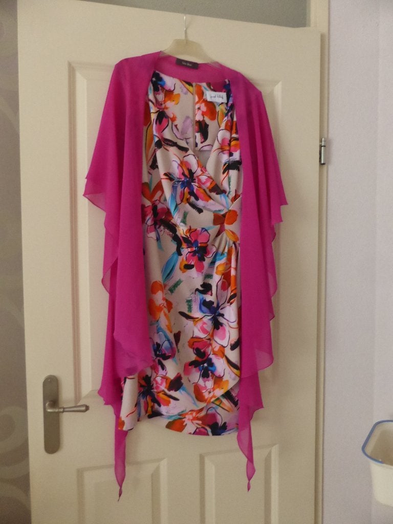 Joseph Ribkoff Jurk maat 42 (16) met Vera Mont stola, Kleding | Dames, Meerkleurig, Maat 42/44 (L), Joseph Ribkoff, Nieuw
