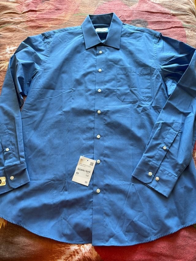 NIEUW Canda blauw overhemd lange mouw mt 42, Blauw, Nieuw, Ophalen of Verzenden, Halswijdte 41/42 (L)