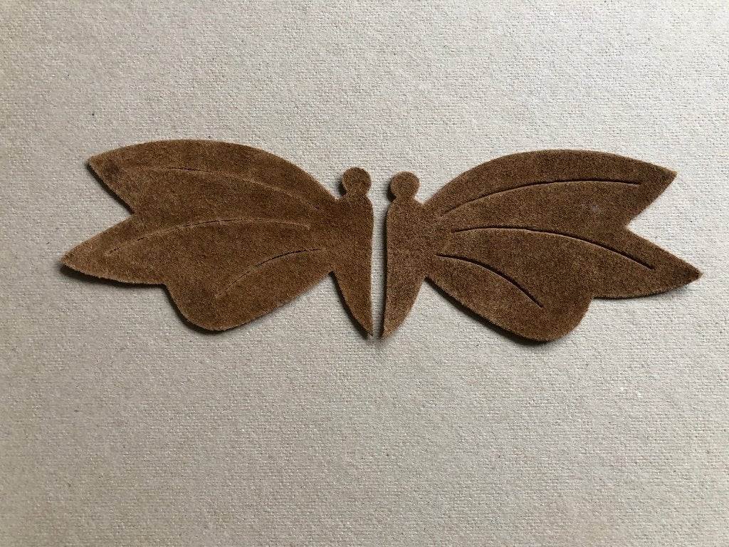 suede vlinder - vintage - 2 delen - ongebruikt - applicatie, Ophalen of Verzenden, Nieuw, Applicatie