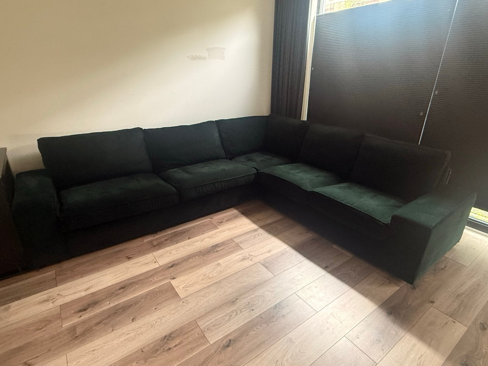 IKEA KIVIK Hoekbank 5-zits + voetenbank Tallmyra donkergroen, Ophalen, Gebruikt, Stof