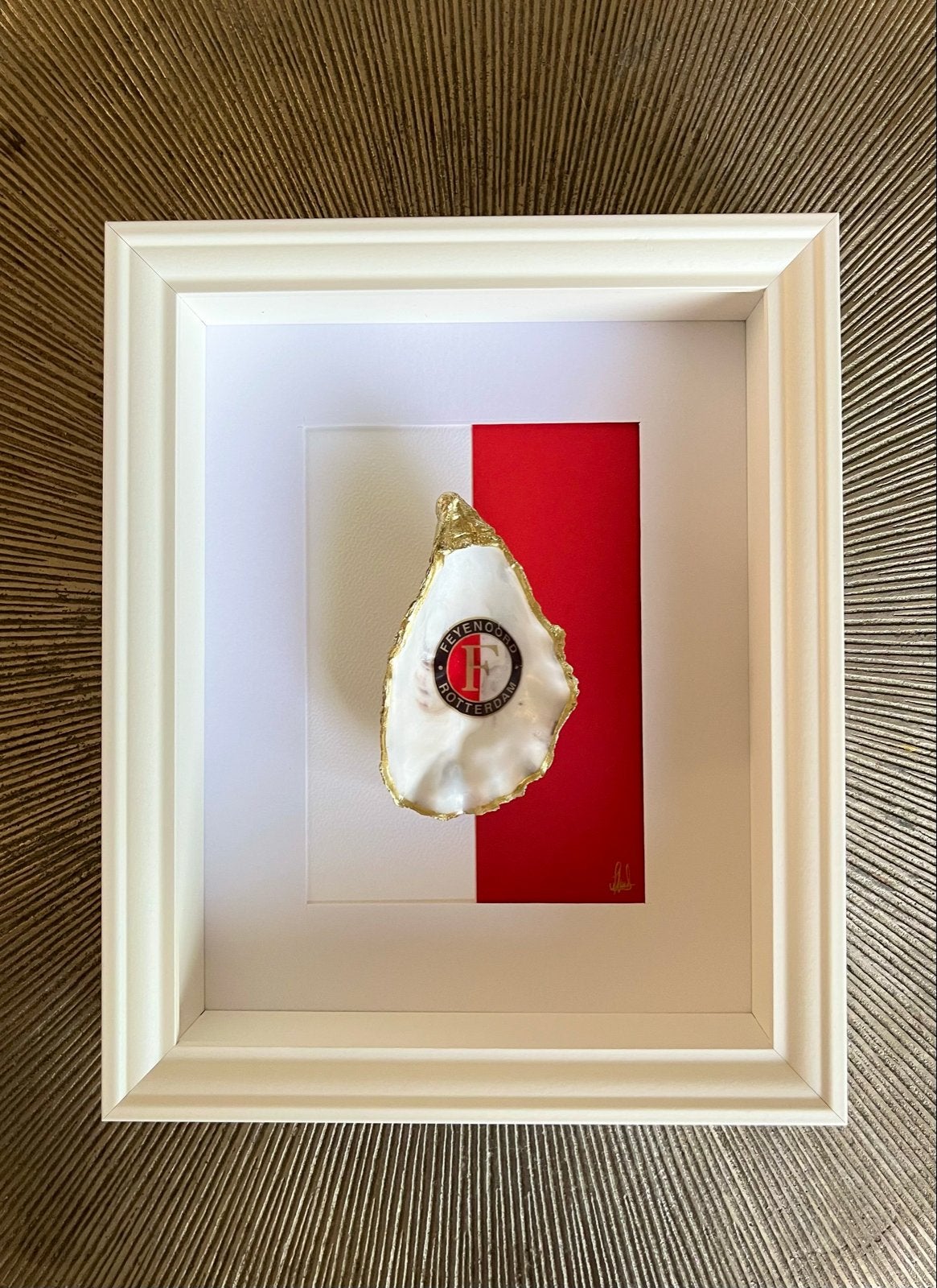 Feyenoord Oesterschelp Kunstwerk - Uniek en Handgemaakt, Ophalen of Verzenden