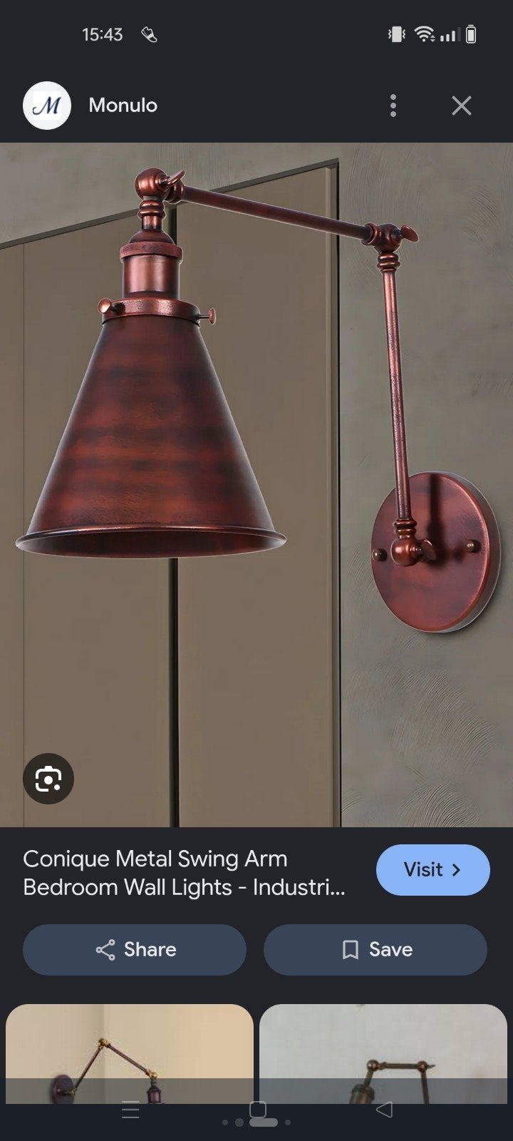 NIEUW koper kleur wandlamp, Verzenden