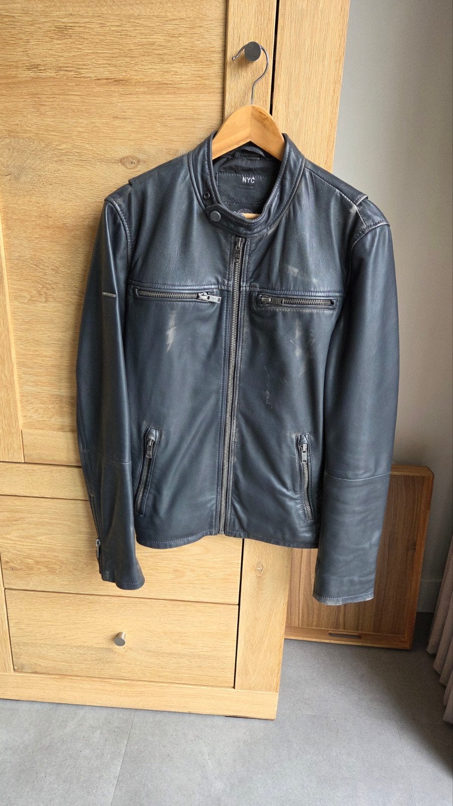 Superdry NYC Super Leather Jas Maat L, Maat 52/54 (L), Overige kleuren, Ophalen of Verzenden, Gedragen