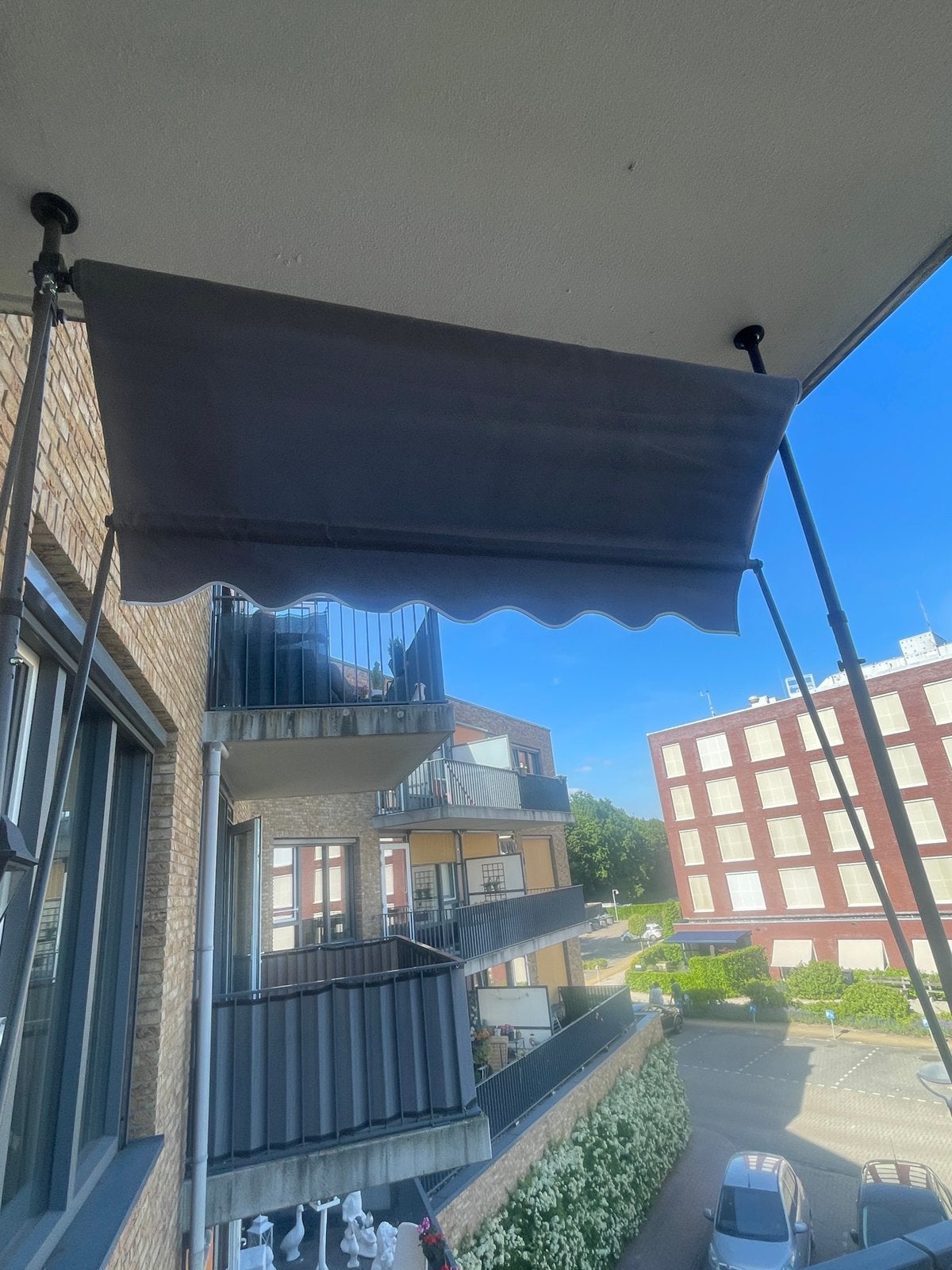 Klemluifel voor een balkon, Tuin en Terras, Minder dan 150 cm, Ophalen of Verzenden, Zo goed als nieuw, Knikarmscherm