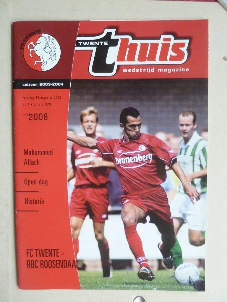 Programma. Fc Twente - RBC Roosendaal   2003/2004, Verzamelen, Ophalen of Verzenden, Zo goed als nieuw, F.C. Twente, Boek of Tijdschrift
