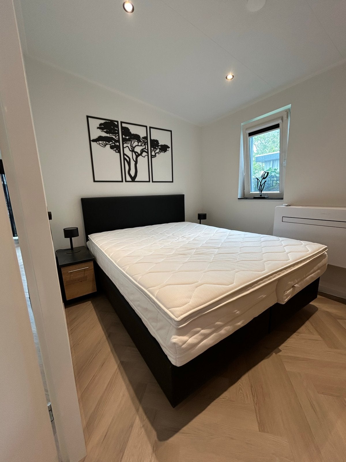 AVEK Boxspring tweepersoons met topper 160 x 200 cm ZWART!, Ophalen, Zwart, Tweepersoons, Zo goed als nieuw