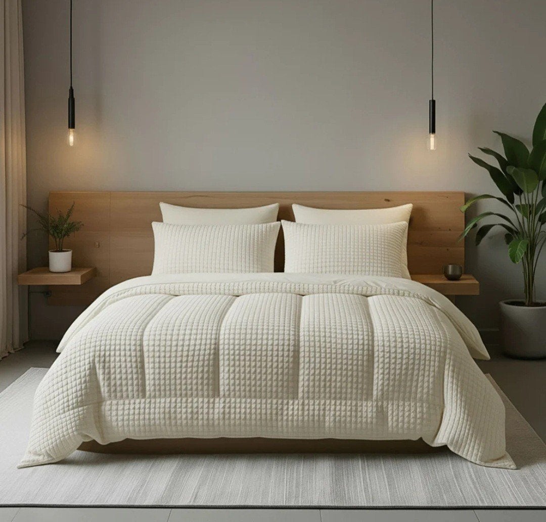 Uitwasbaar 2 in 1 dekbed Teddy Check Creme 140x200 NIEUW!, Zelesta, Eenpersoons, Wit, Zelesta