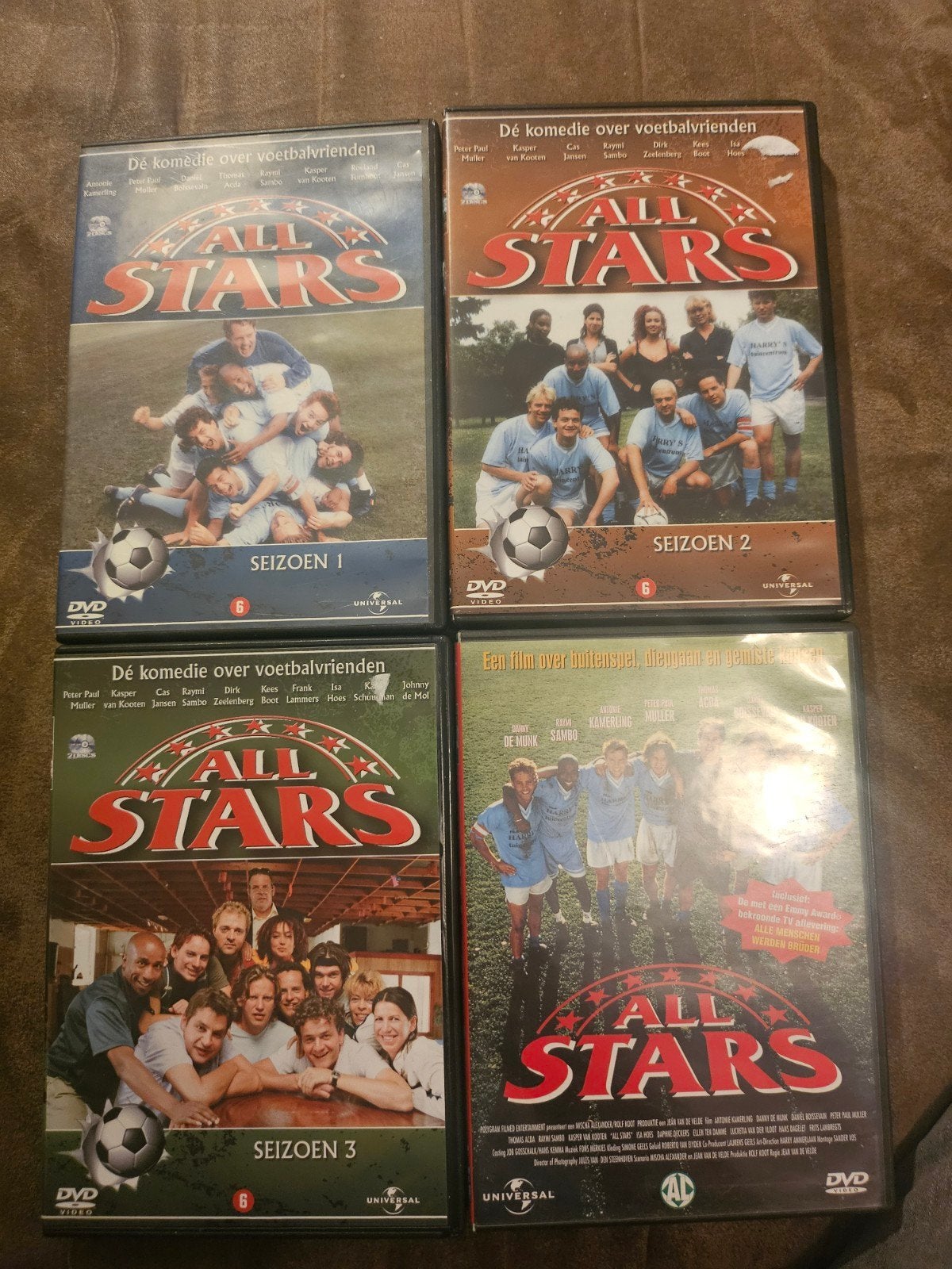 All Stars DVD Seizoen 1 t/m 3 + de Film, Gebruikt, Komedie, Vanaf 6 jaar, Inclusief doosje