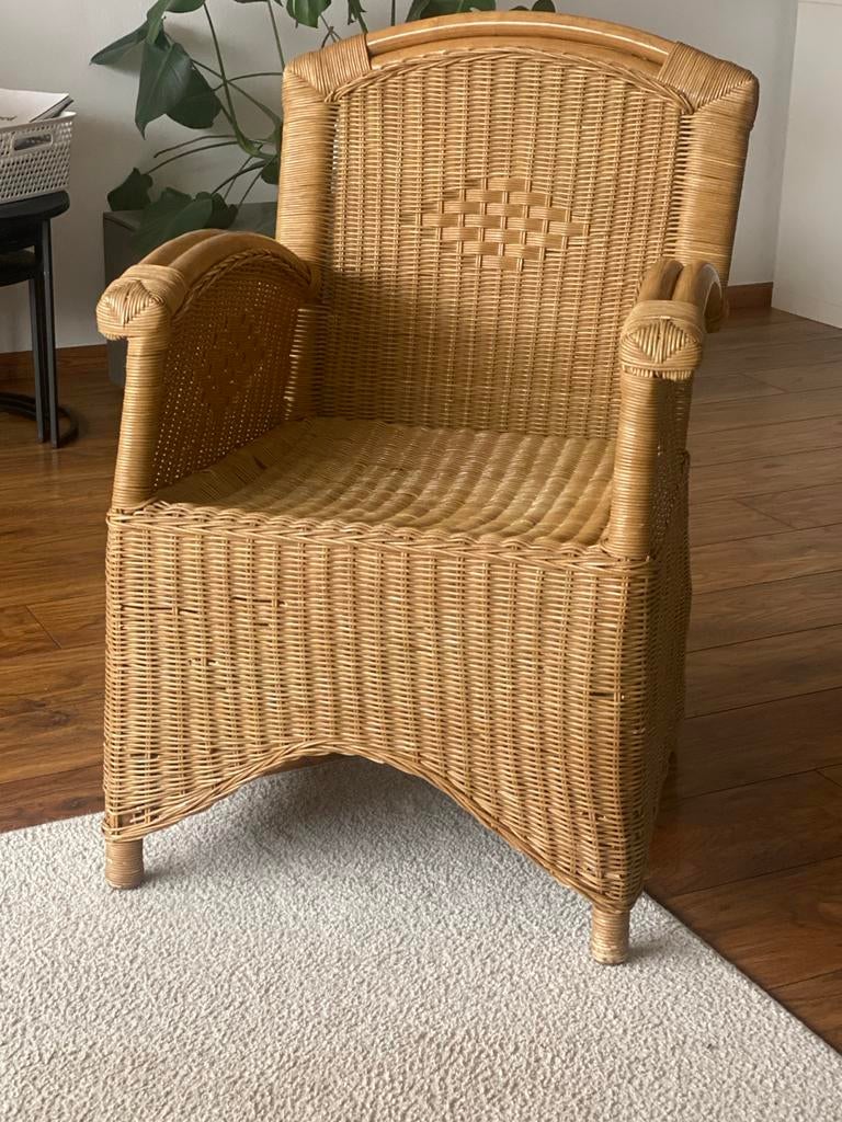 Comfortabele rieten stoel - Perfect voor binnen en buiten, Ophalen, Gebruikt, Bruin, Riet of Rotan