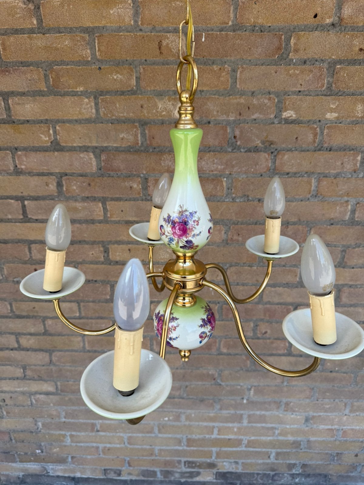 Kroonluchter met bloemen, Huis en Inrichting, Lampen | Kroonluchters, Ophalen, Gebruikt