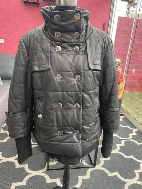 Arma kort leren winterjas - 100% wind en waterdicht, Verzenden, Zwart, Maat 42/44 (L), Zo goed als nieuw