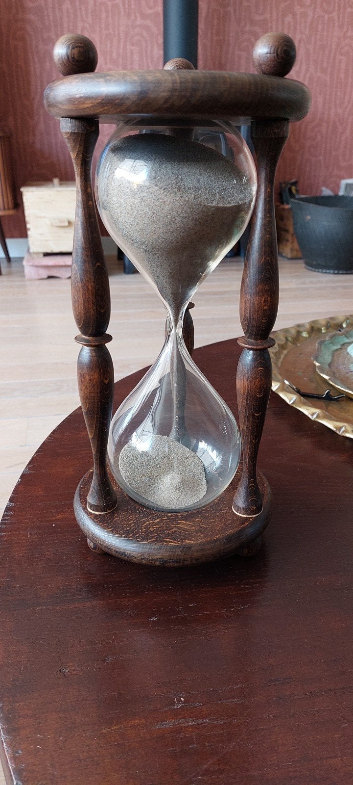 Antieke zandloper met houten frame, Ophalen of Verzenden
