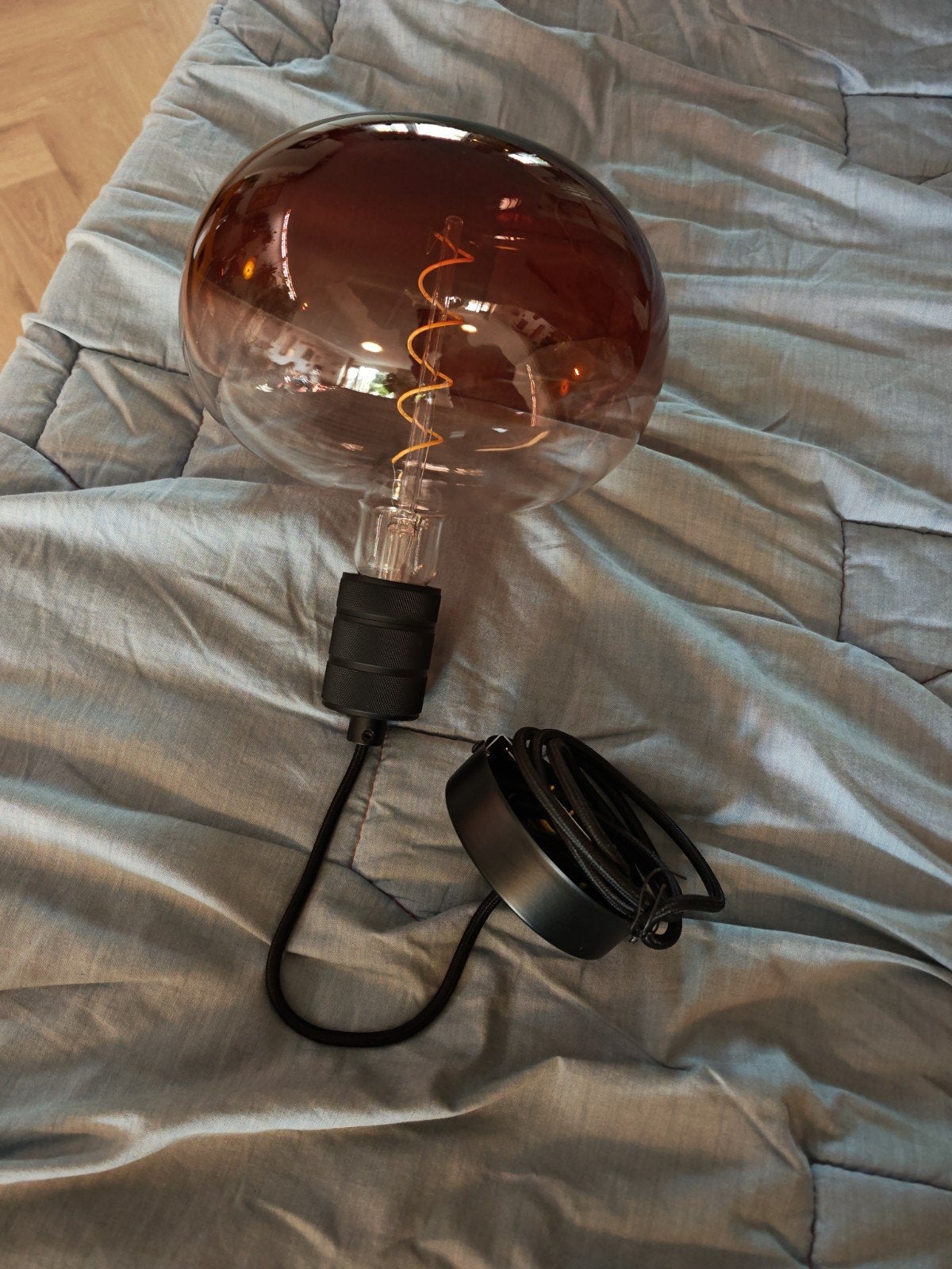 Hanglamp kwantum dimbaar, met fitting, Ophalen, Zo goed als nieuw, Glas, E27 (groot)